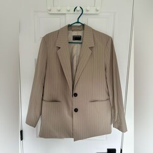 Frank & Oak Beige Pinstripe Blazer